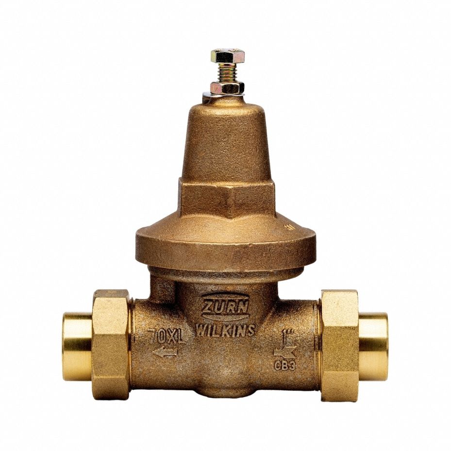 Water Pressure Reducing Valve: FNPT x FNPT, 1 in Pipe Size, Bronze, 25 psi to 75 psi