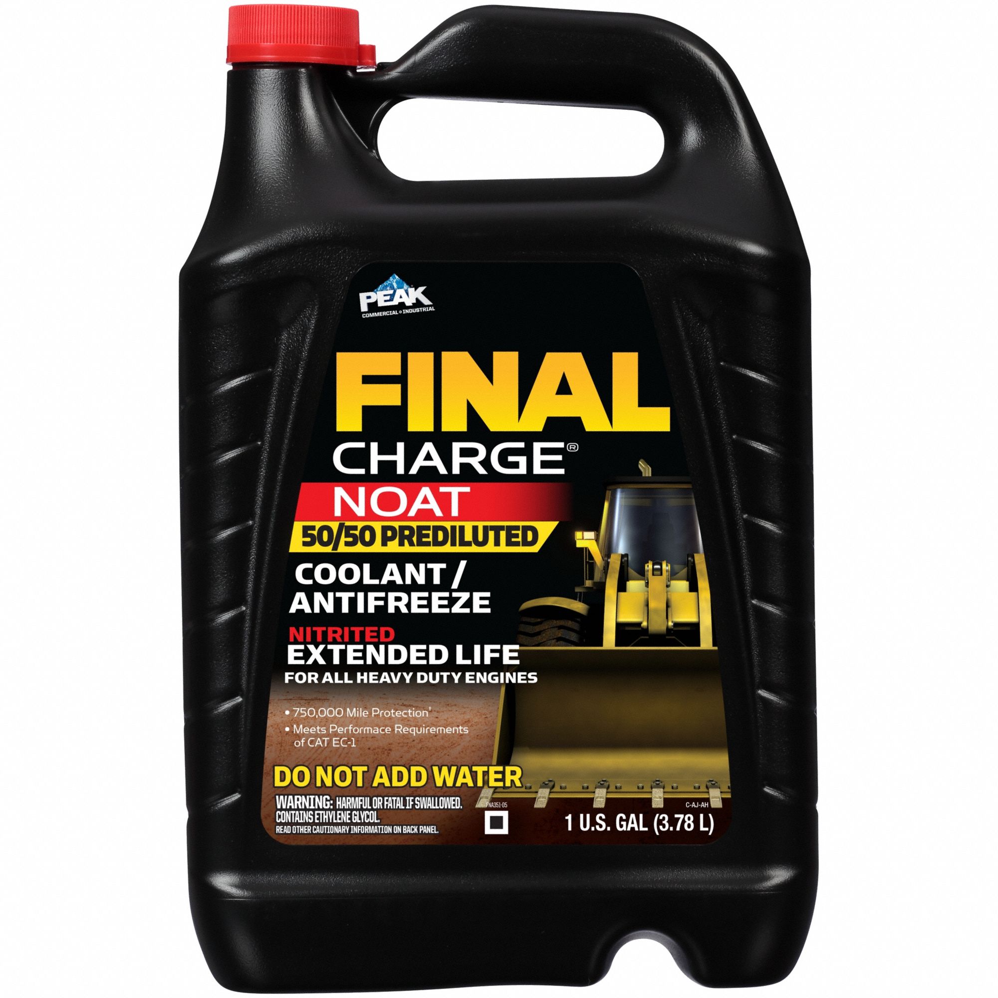 Antifreeze Coolant: Pre-Diluted 50/50, 1 gal Container Size, Red, NOAT, Ethylene Glycol, Bottle