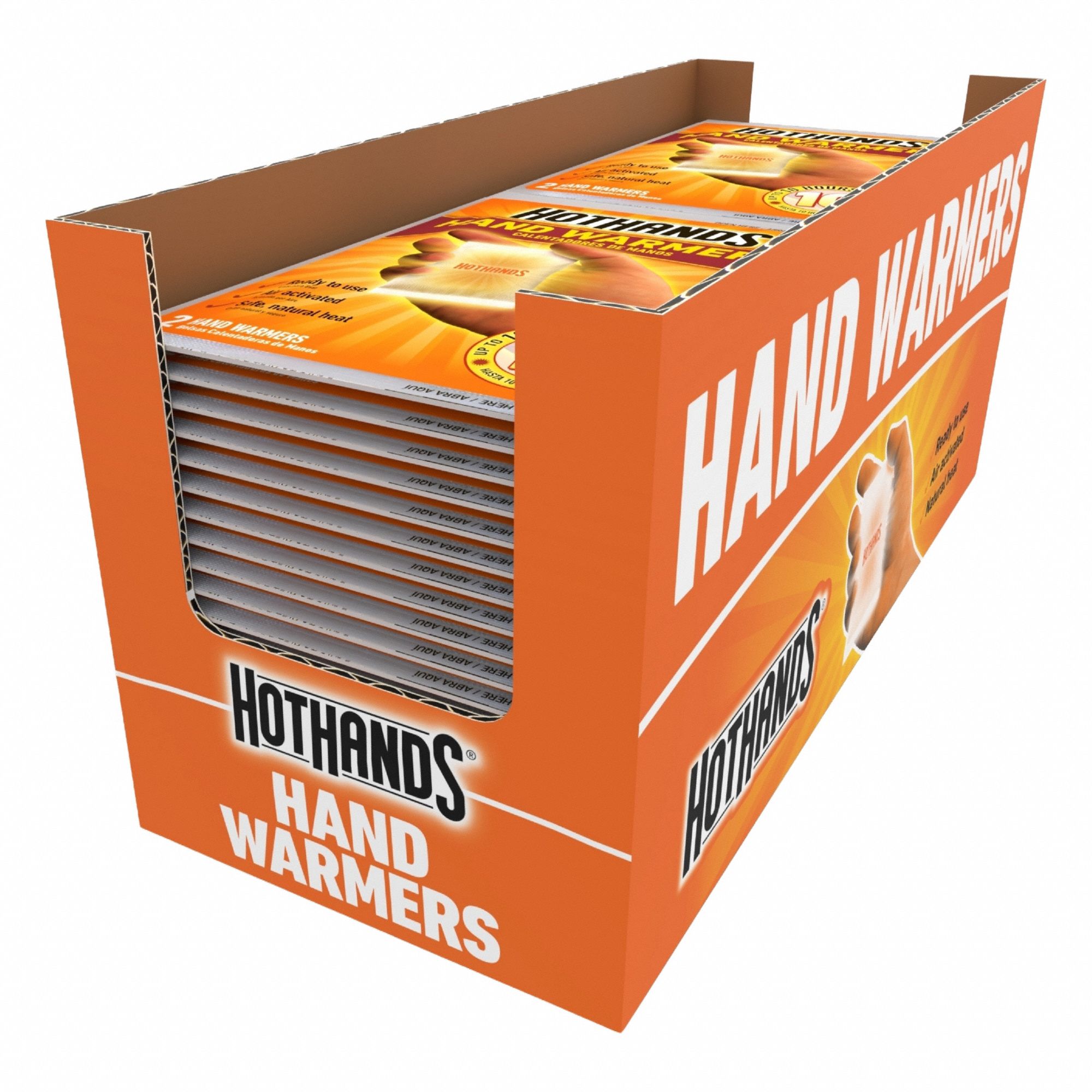 Hand Warmer: Hand Warmer, Air-Activated, Up to 10 hr, 15 min to 30 min, 3 1/2 in Lg, 40 PK