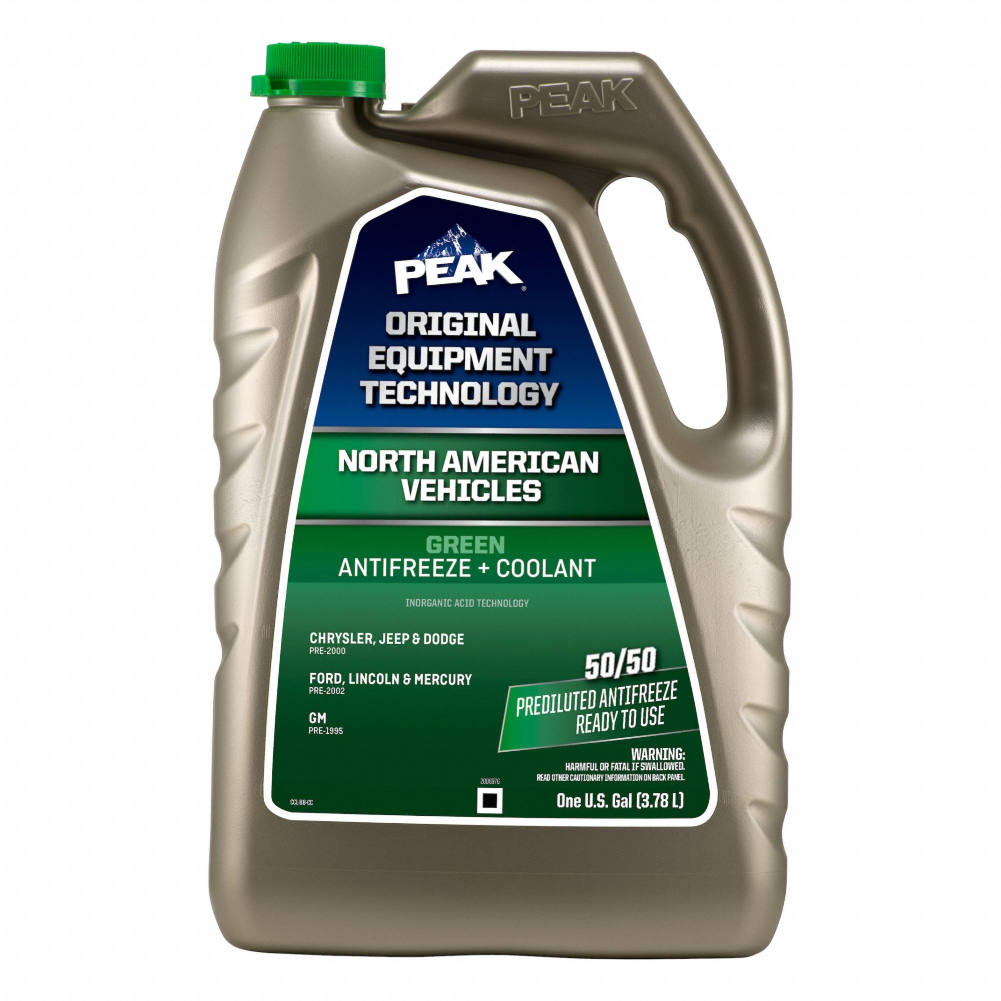 PEAK, Pre-Diluted 50/50, 1 gal Container Size, Antifreeze Coolant