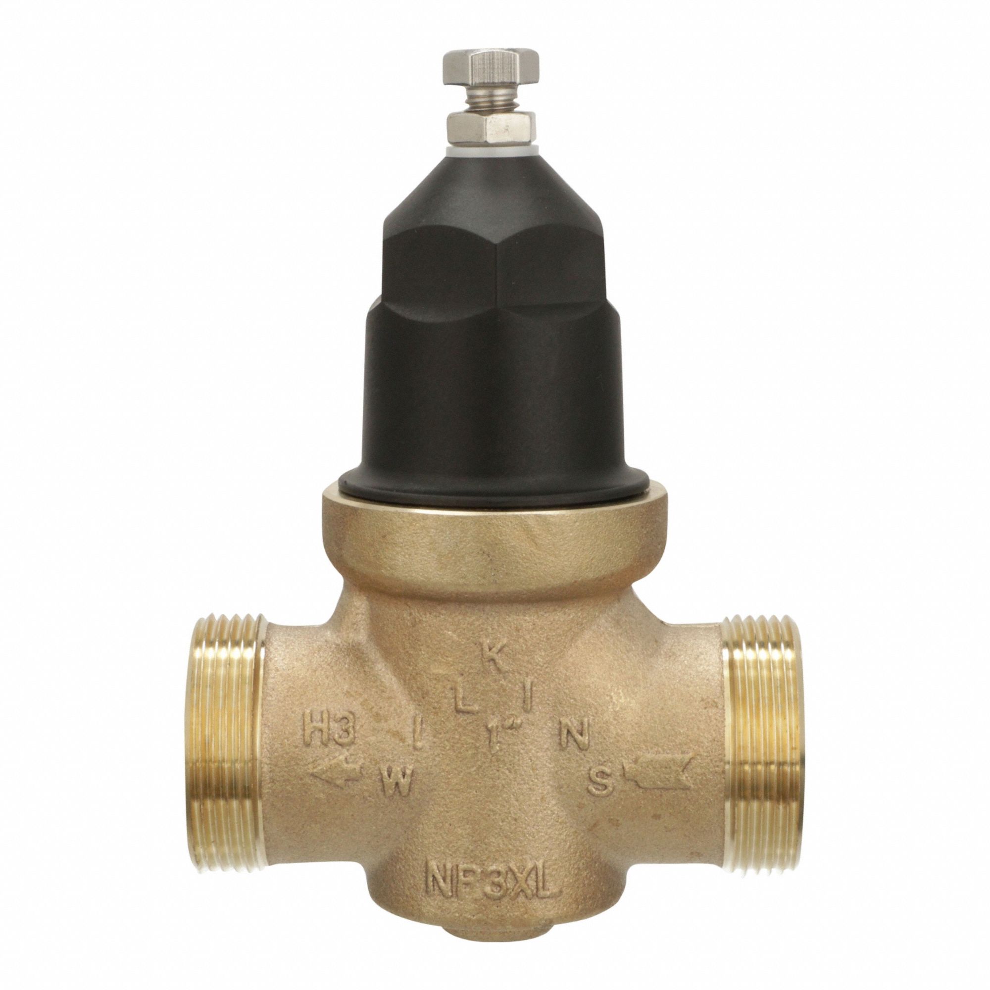 Water Pressure Reducing Valve: FNPT x FNPT, 1 in Pipe Size, Cast Bronze, 15 psi to 75 psi