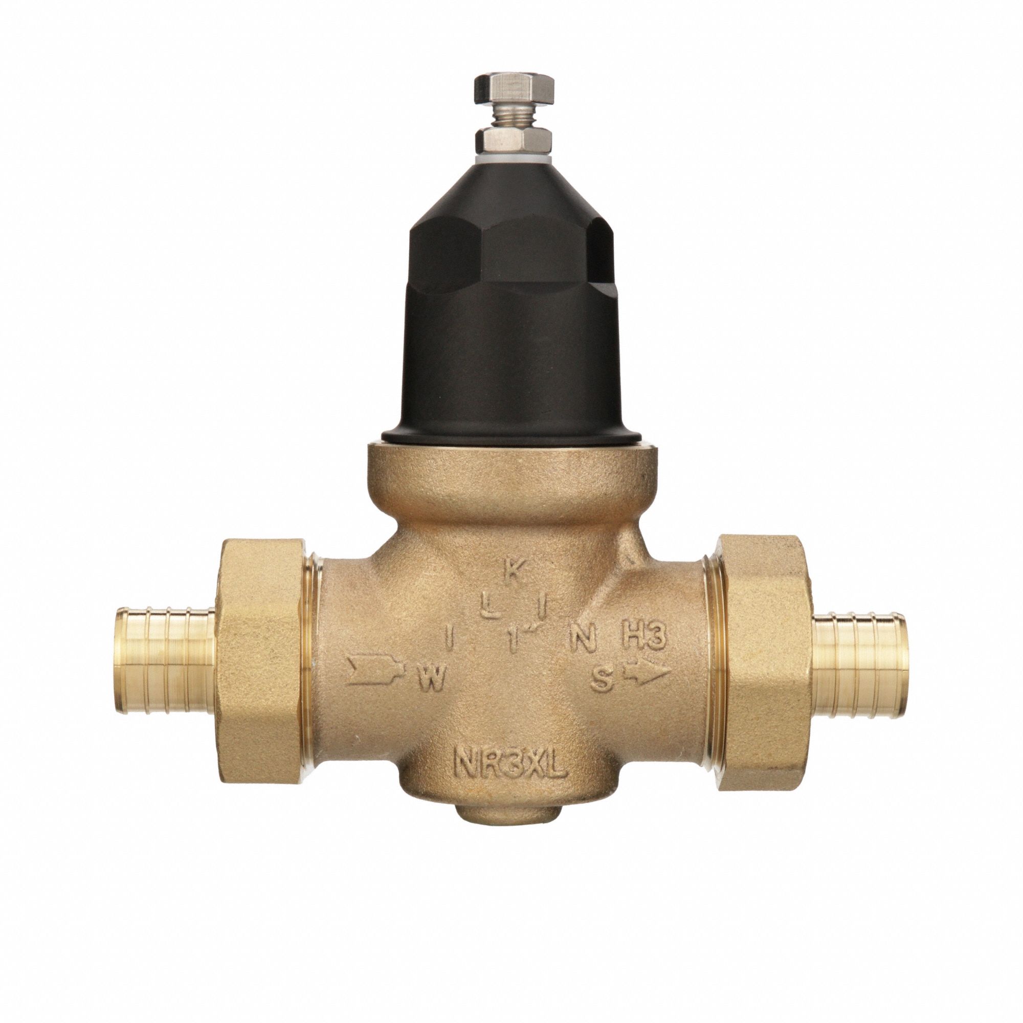 Water Pressure Reducing Valve: 1 in Pipe Size, Cast Bronze, 15 psi to 75 psi, Double Union