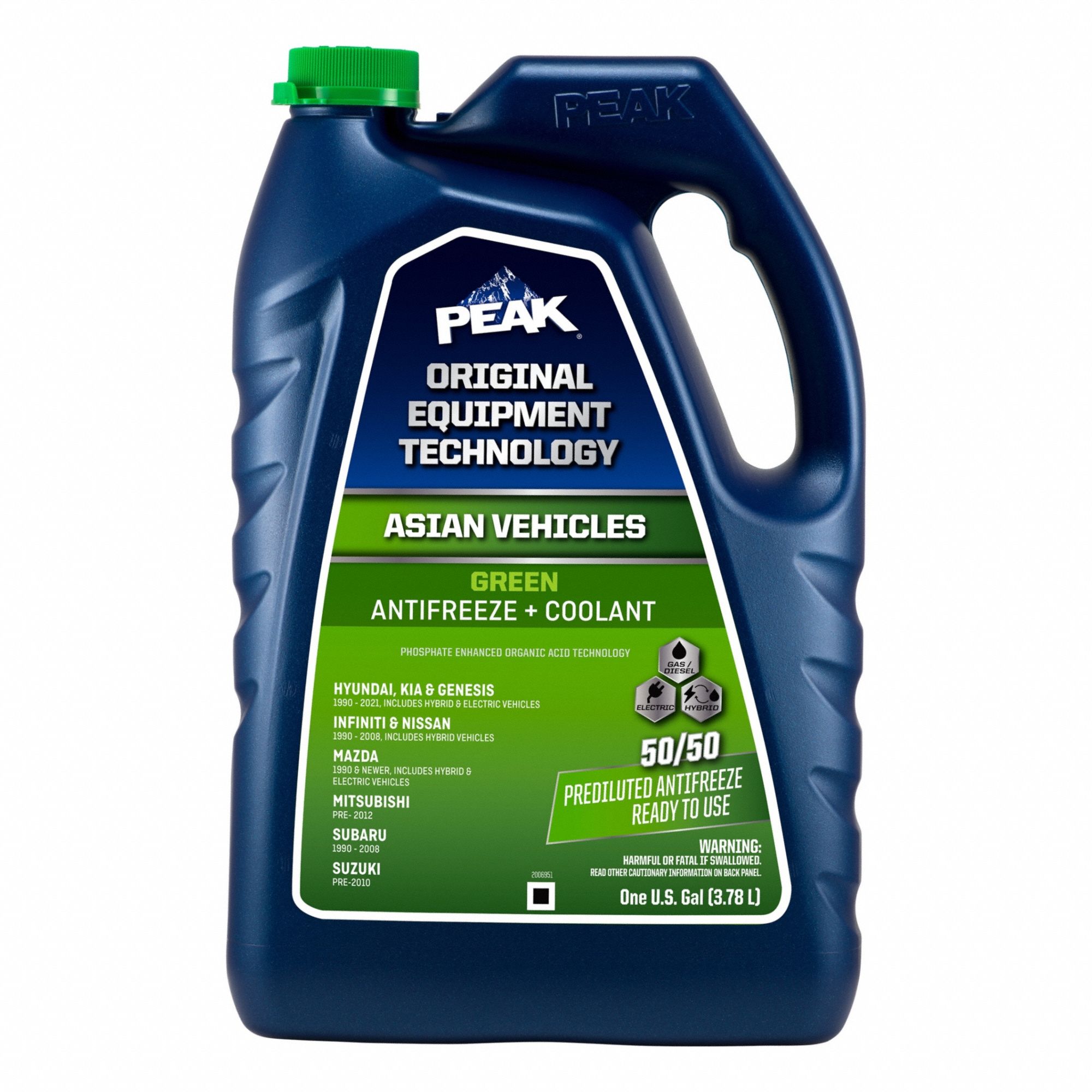 PEAK, Pre-Diluted 50/50, 1 gal Container Size, Antifreeze Coolant