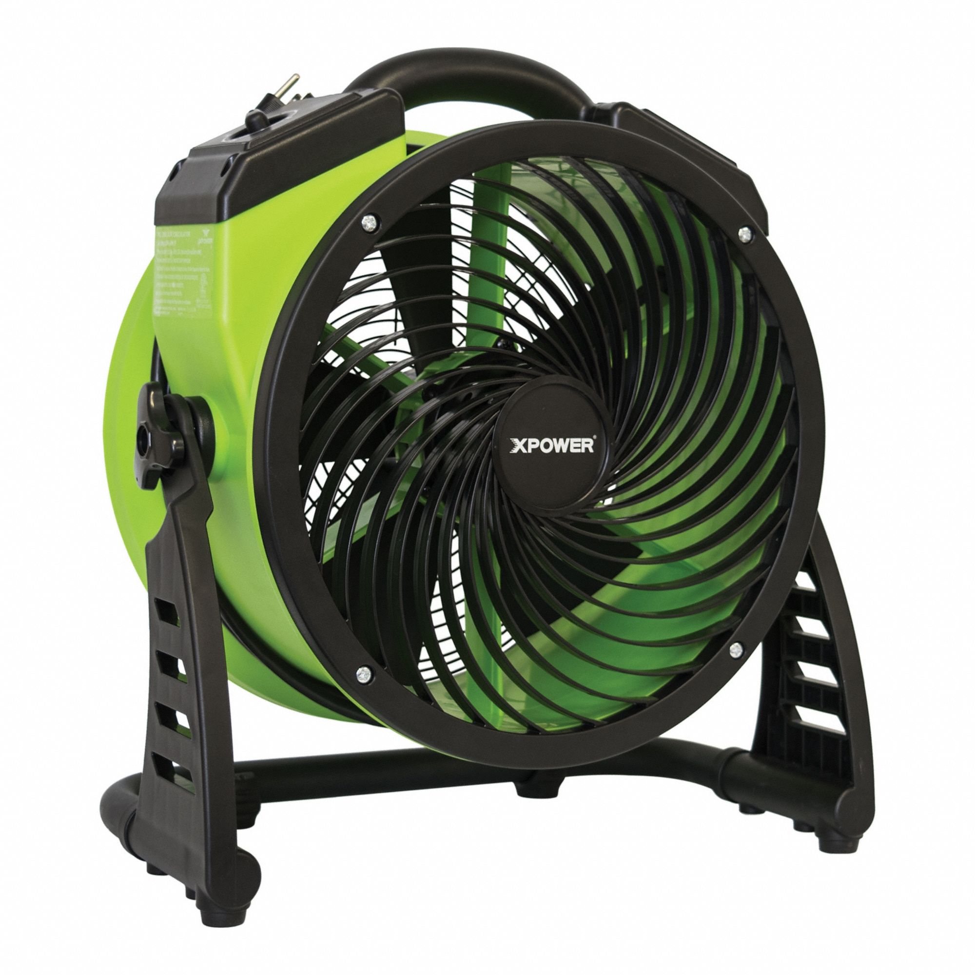 Portable Blower: 1, 300 cfm, Pivoting Frame, 4 Speeds, 115V AC, 6 ft Cord, Green, 360°