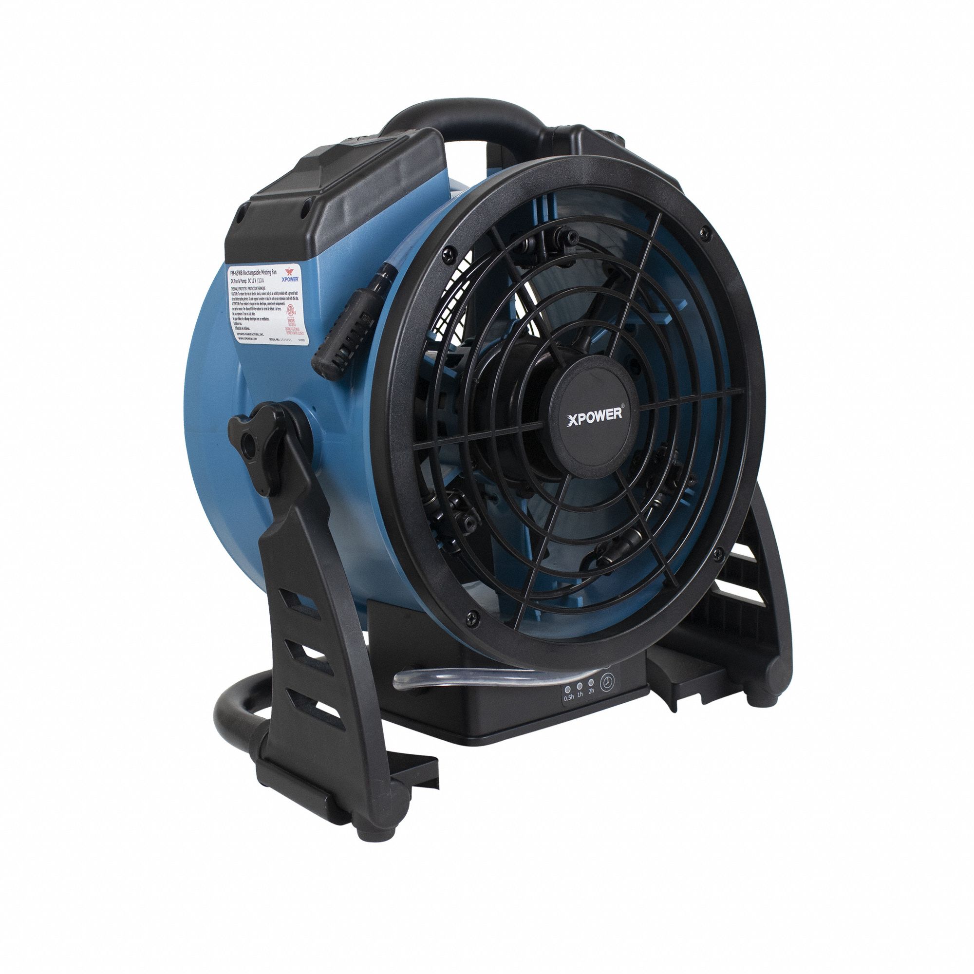 Misting Fan: Variable Speeds, 900 cfm, 115V AC, Non-Oscillating