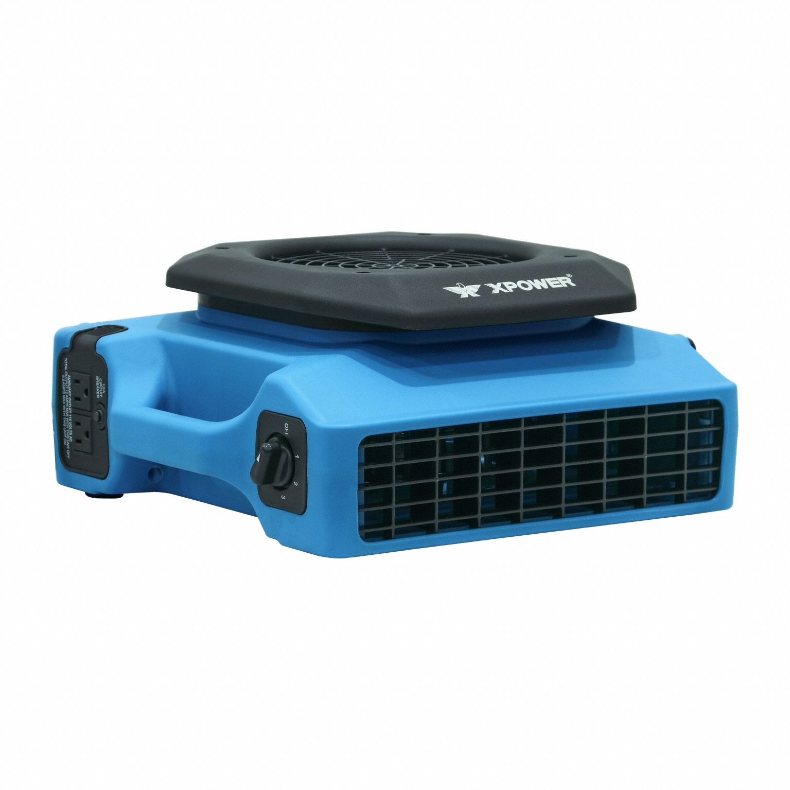 Portable Blower: 650 cfm, Fixed Frame, 3 Speeds, 1/3 hp, 115V AC, 15 ft Cord, Blue