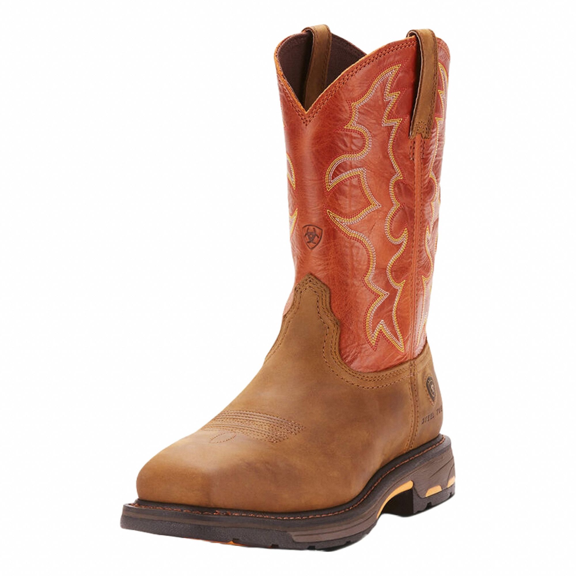 Western Boot: Men's, Size 9, D, Brown, Steel Toe Cap, Removable Insole, Ninety-Degree Heel