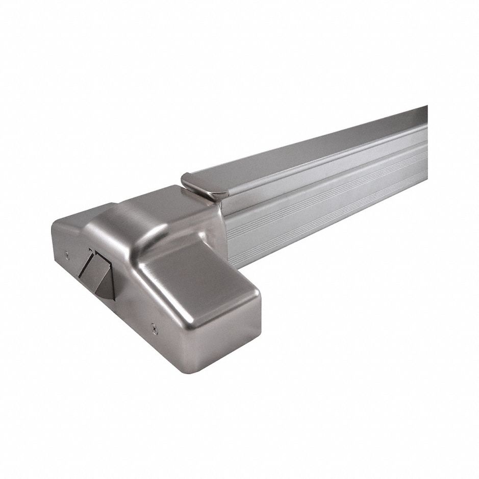 Rim Exit Device: 3 ft Max Door Wd, Stainless Steel