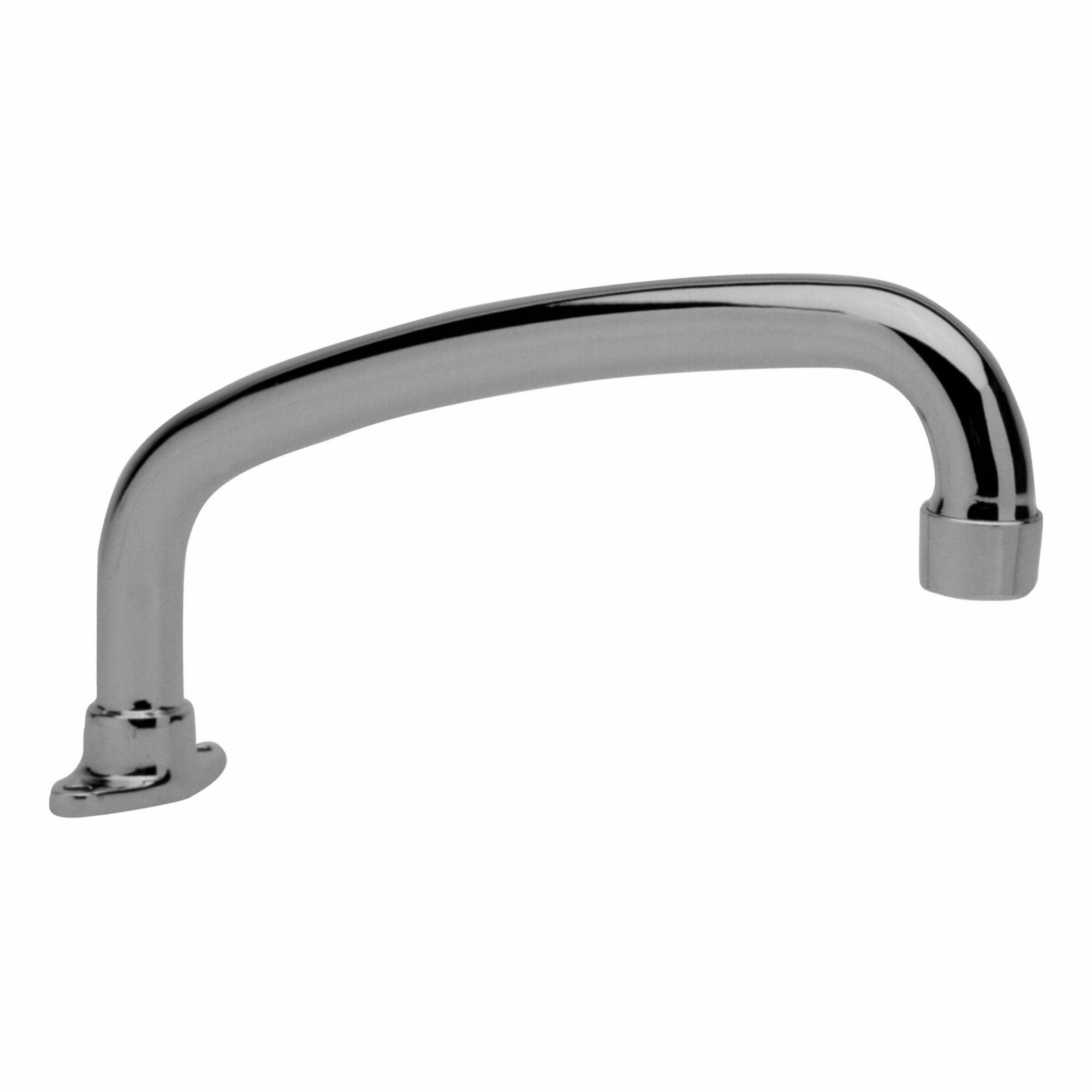 Spout: Spout, Gooseneck, Cast Brass, Chrome, 0.5 gpm Flow Rate, Aerated, 10 in Spout Reach