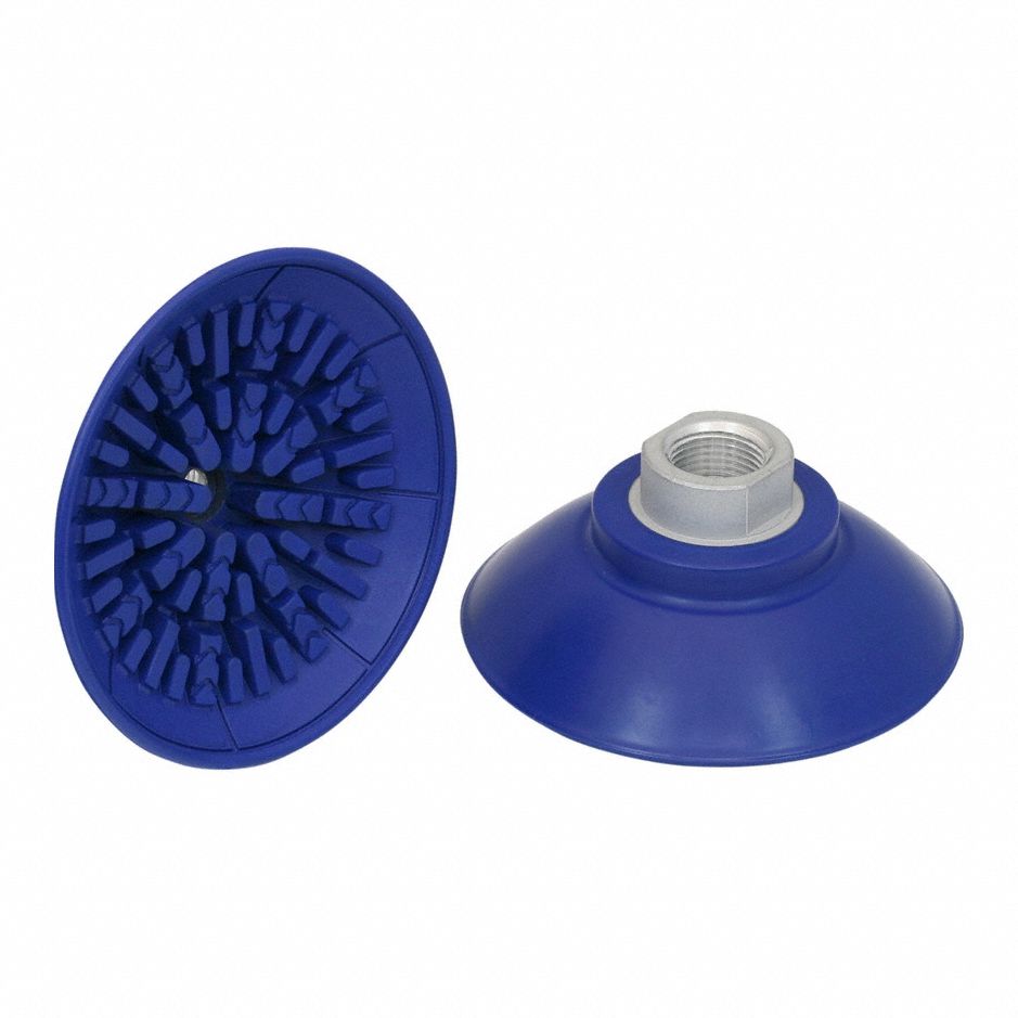 Vacuum Pad Assembly: Flat, G3/8 in, 89 mm Pad Dia, NBR, Blue, 60 A, 35 mm Pad Ht, SAF