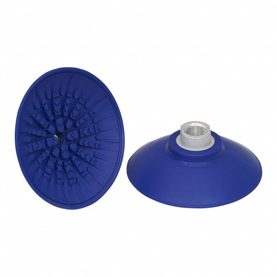 Vacuum Pad Assembly: Flat, G3/8 in, 110 mm Pad Dia, NBR, Blue, 60 A, 36 mm Pad Ht, SAF