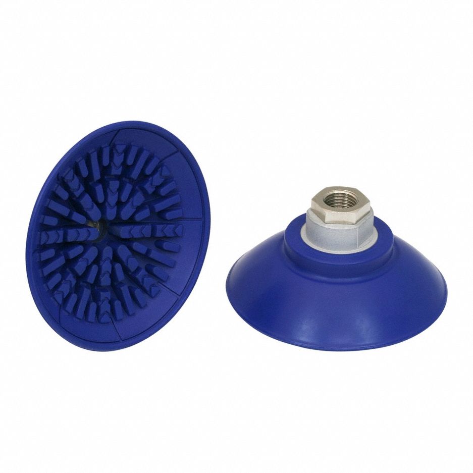 Vacuum Pad Assembly: Flat, G1/4 in, 89 mm Pad Dia, NBR, Blue, 60 A, 40 mm Pad Ht, SAF