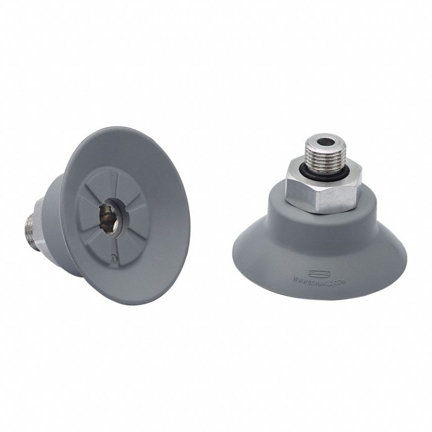 Vacuum Pad Assembly: G1/8 in, 33.3 mm Pad Dia, NBR, 55 A, Gray, 17.7 mm Pad Ht