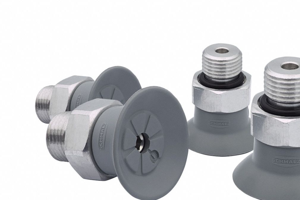 Vacuum Pad Assembly: G1/8 in, 2.6 mm Pad Dia, NBR, 55 A, Gray, 15.3 mm Pad Ht