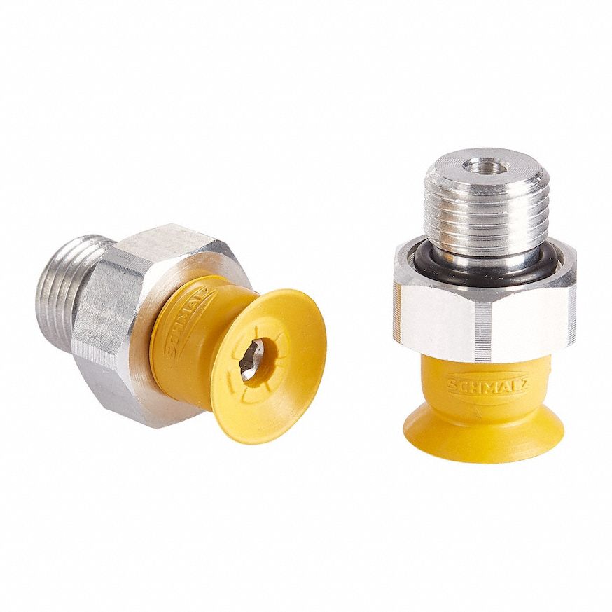 Vacuum Pad Assembly: G1/8 in, 2.6 mm Pad Dia, NBR-ESD, 55 A, Yellow, 15.3 mm Pad Ht