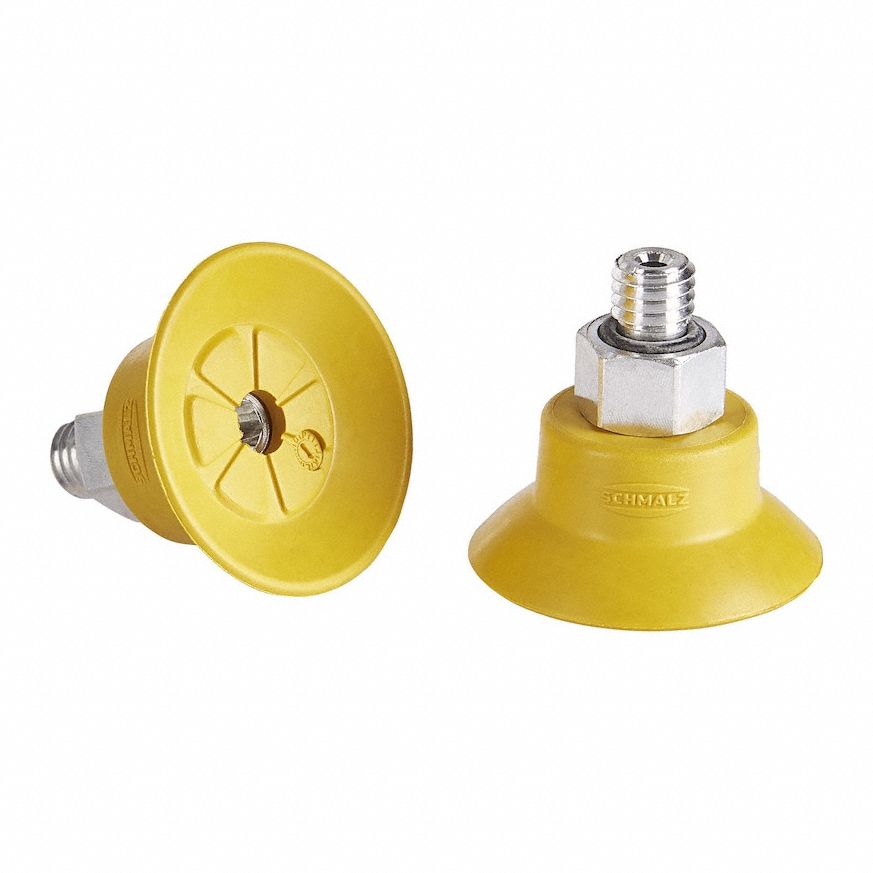 Vacuum Pad Assembly: G1/8 in, 22.8 mm Pad Dia, NBR-ESD, 55 A, Yellow, 15.5 mm Pad Ht