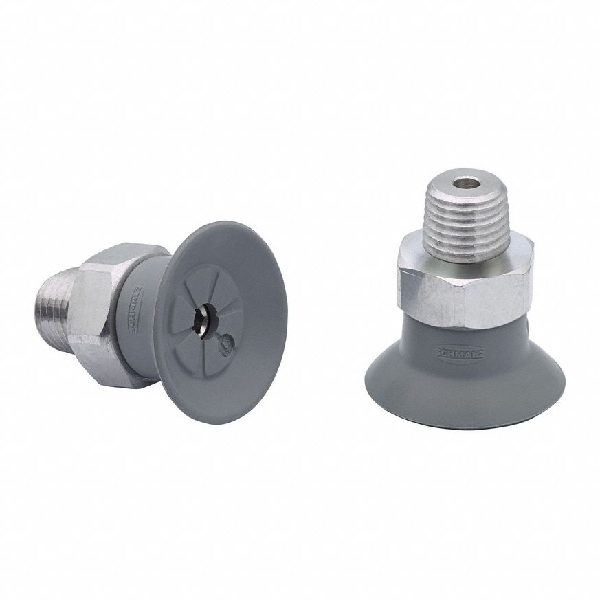 Vacuum Pad Assembly: 1/8 in NPT, 22.8 mm Pad Dia, NBR, 55 A, Gray, 15.5 mm Pad Ht