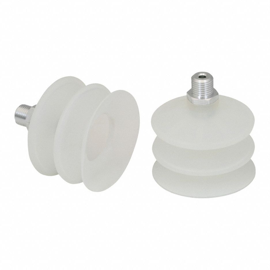 Vacuum Pad Assembly: Multi-Bellows, 2.5 Folds, G1/4 in Vacuum Port, 65 mm Pad Dia, Clear