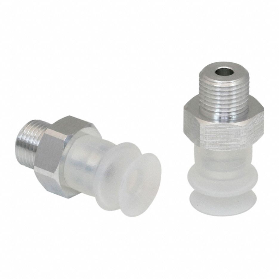 Vacuum Pad Assembly: Bellows, 1.5 Folds, G1/8 in Vacuum Port, 14.5 mm Pad Dia, Clear, 55 A