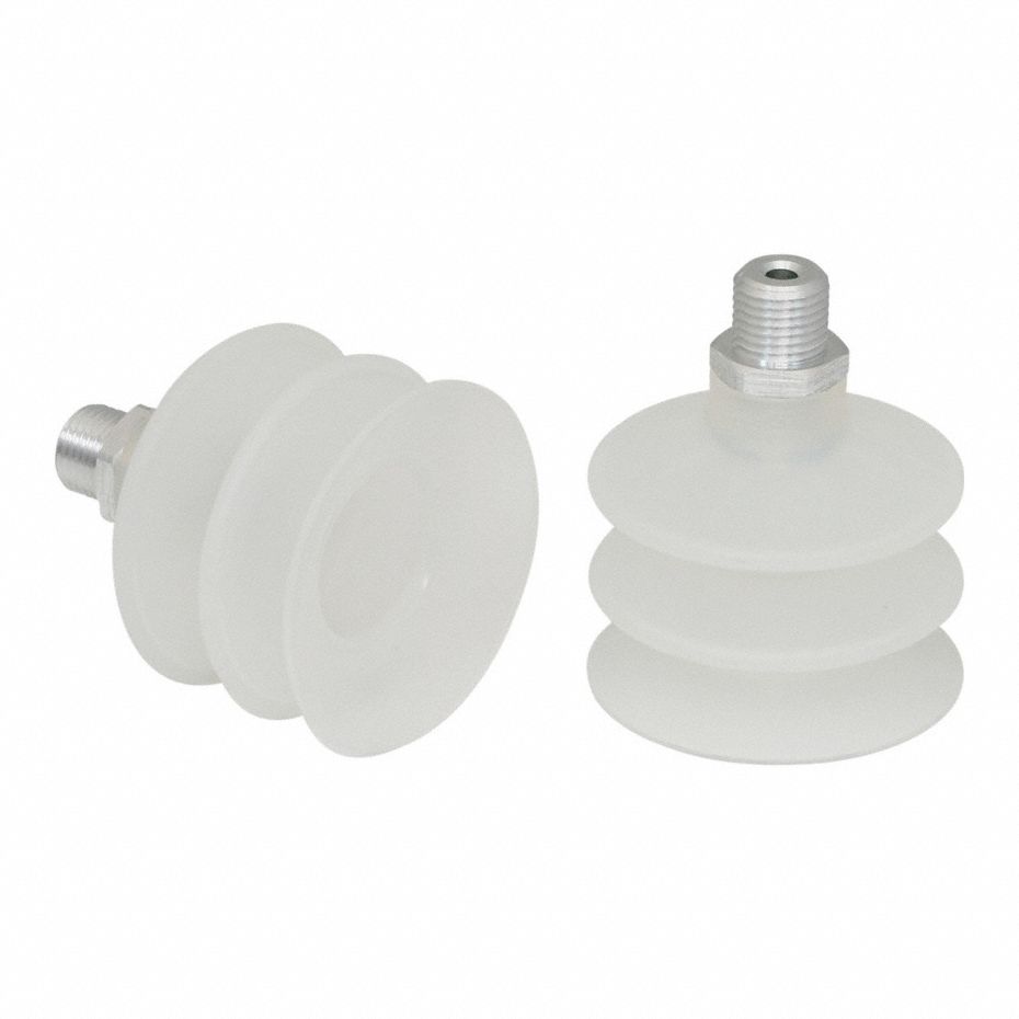 Vacuum Pad Assembly: Multi-Bellows, 2.5 Folds, G1/4 in Vacuum Port, 55 mm Pad Dia, Clear