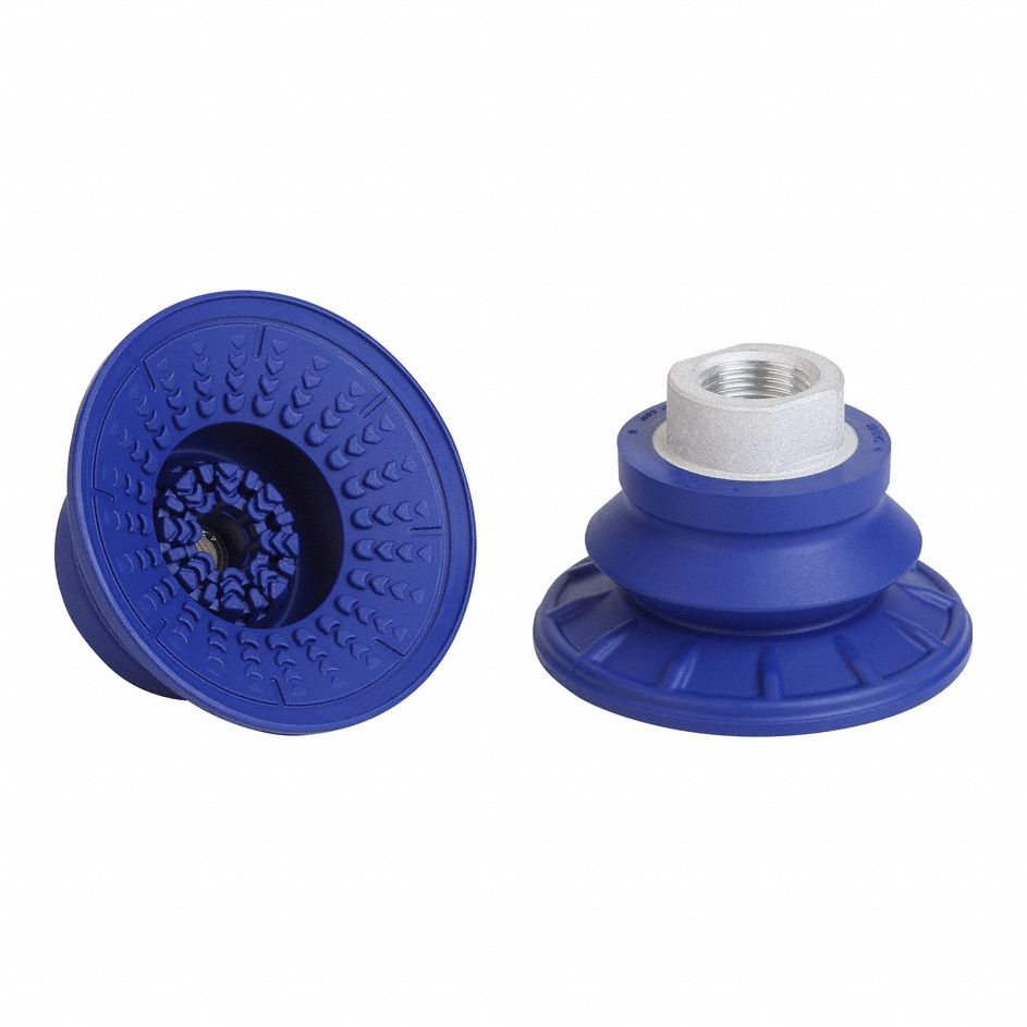 Vacuum Pad Assembly: Bellows, 1.5 Folds, G3/8 in, 67 mm Pad Dia, NBR, Blue, 60 A, SAB