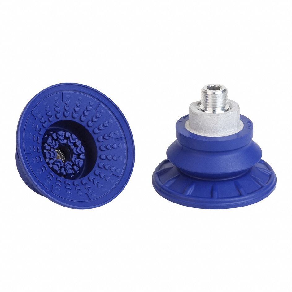 Vacuum Pad Assembly: Bellows, 1.5 Folds, G1/4 in, 67 mm Pad Dia, NBR, Blue, 60 A, SAB