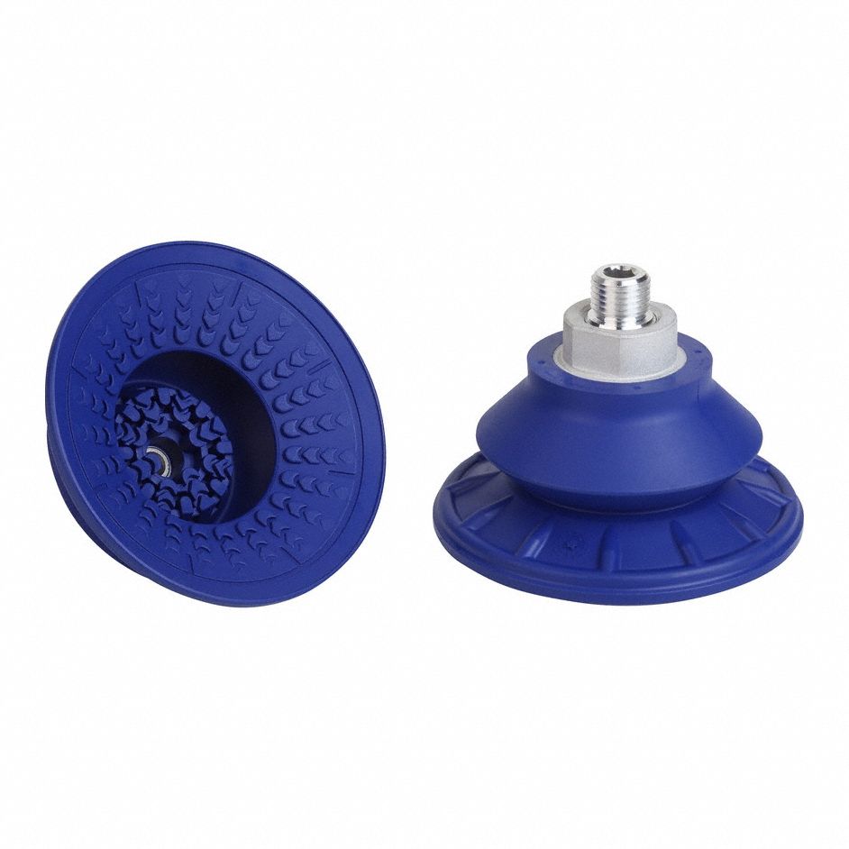 Vacuum Pad Assembly: Bellows, 1.5 Folds, G1/4 in, 89 mm Pad Dia, NBR, Blue, 60 A, SAB