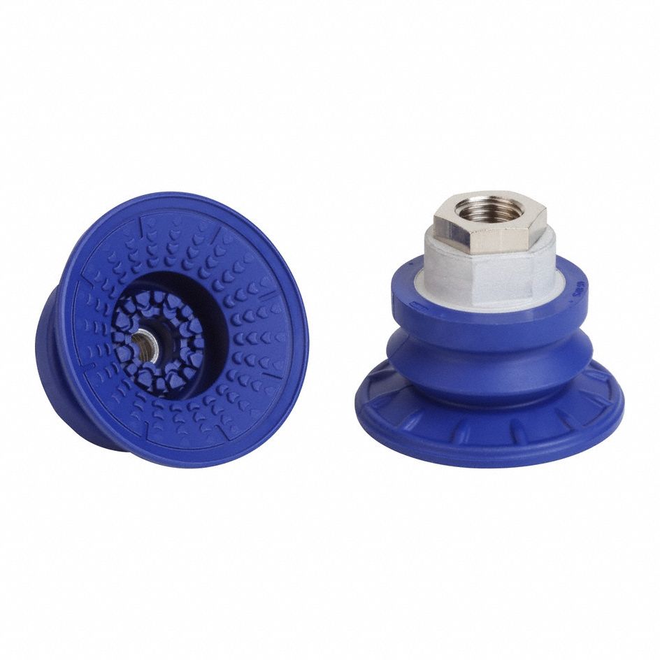 Vacuum Pad Assembly: Bellows, 1.5 Folds, G1/4 in, 56 mm Pad Dia, NBR, Blue, 60 A, SAB