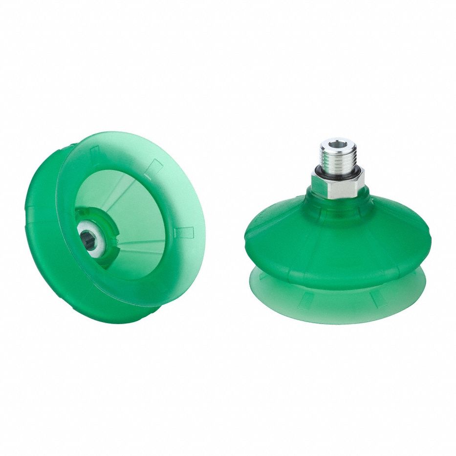 Vacuum Pad Assembly: 1.5 Folds, G1/4 in, 58.4 mm Pad Dia, Elastodur ED, Green, 65 A, SPB1
