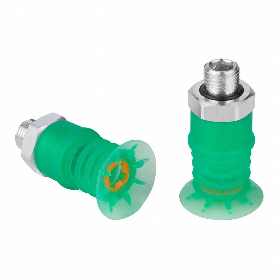 Vacuum Pad Assembly: Multi-Bellows, 4.5 Folds, G3/8 in Vacuum Port, 32 mm Pad Dia, Green