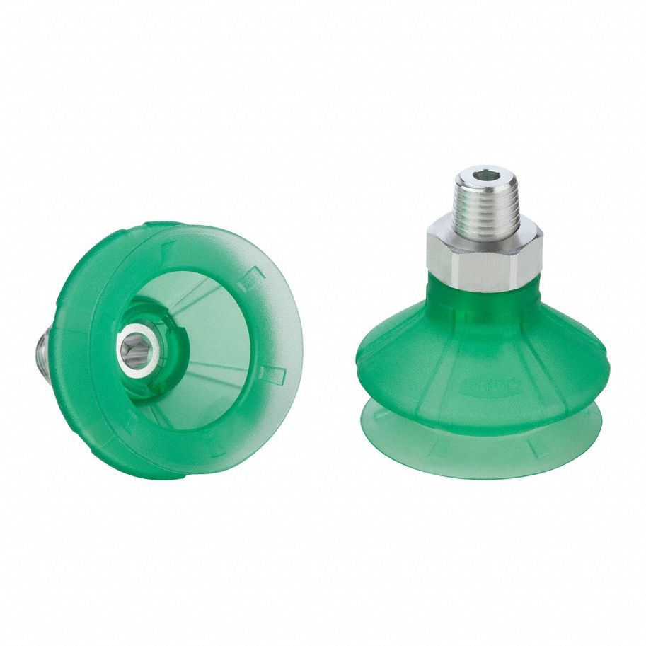 Vacuum Pad Assembly: 1.5 Folds, 1/8 in NPT, 36.7 mm Pad Dia, Elastodur ED, Green, 65 A, SPB1