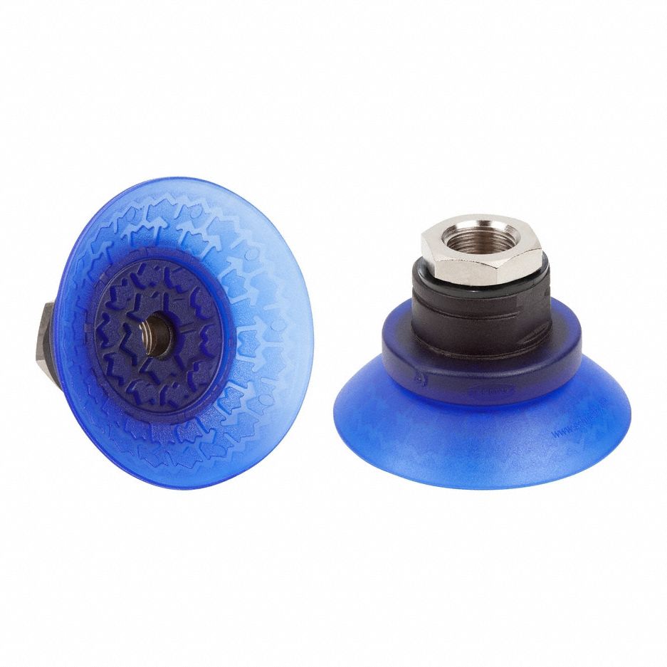 Vacuum Pad Assembly: Deep, G1/4 in, 58.4 mm Pad Dia, Elastodur ED, Blue, 85 A, SAX