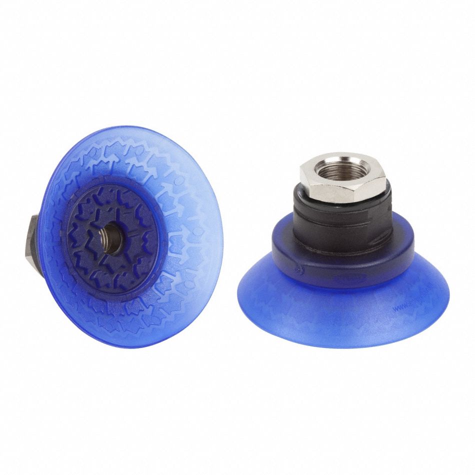 Vacuum Pad Assembly: Deep, G1/4 in, 69.7 mm Pad Dia, Elastodur ED, Blue, 85 A, 4.2 mm Pad Ht