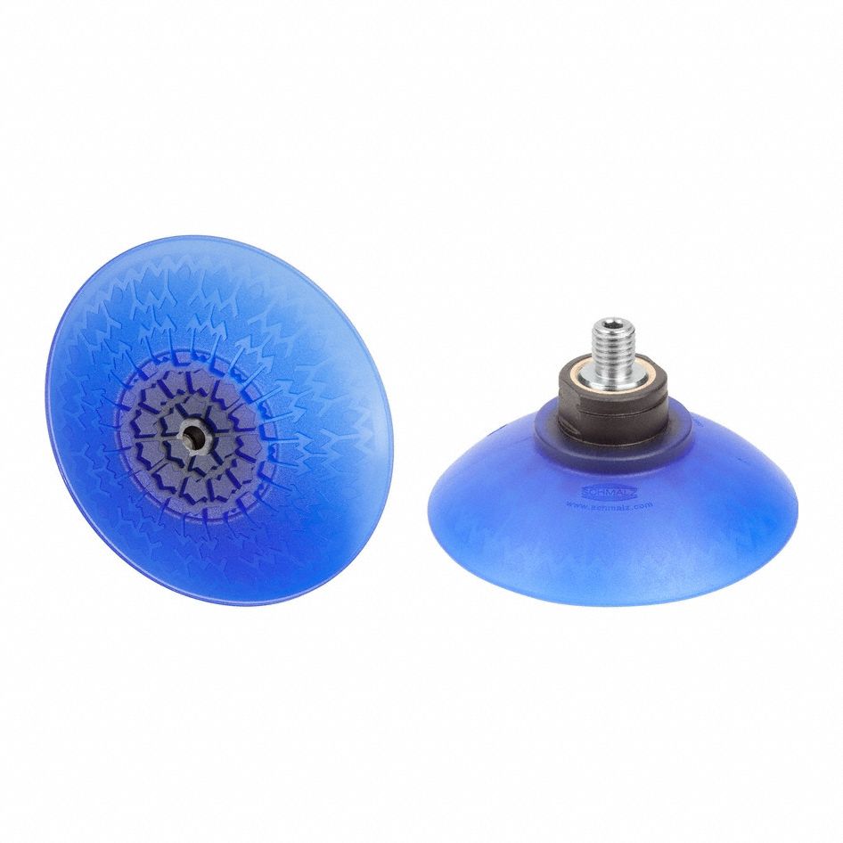 Vacuum Pad Assembly: Deep, G1/4 in, 111.1 mm Pad Dia, Elastodur ED, Blue, 85 A, SAX