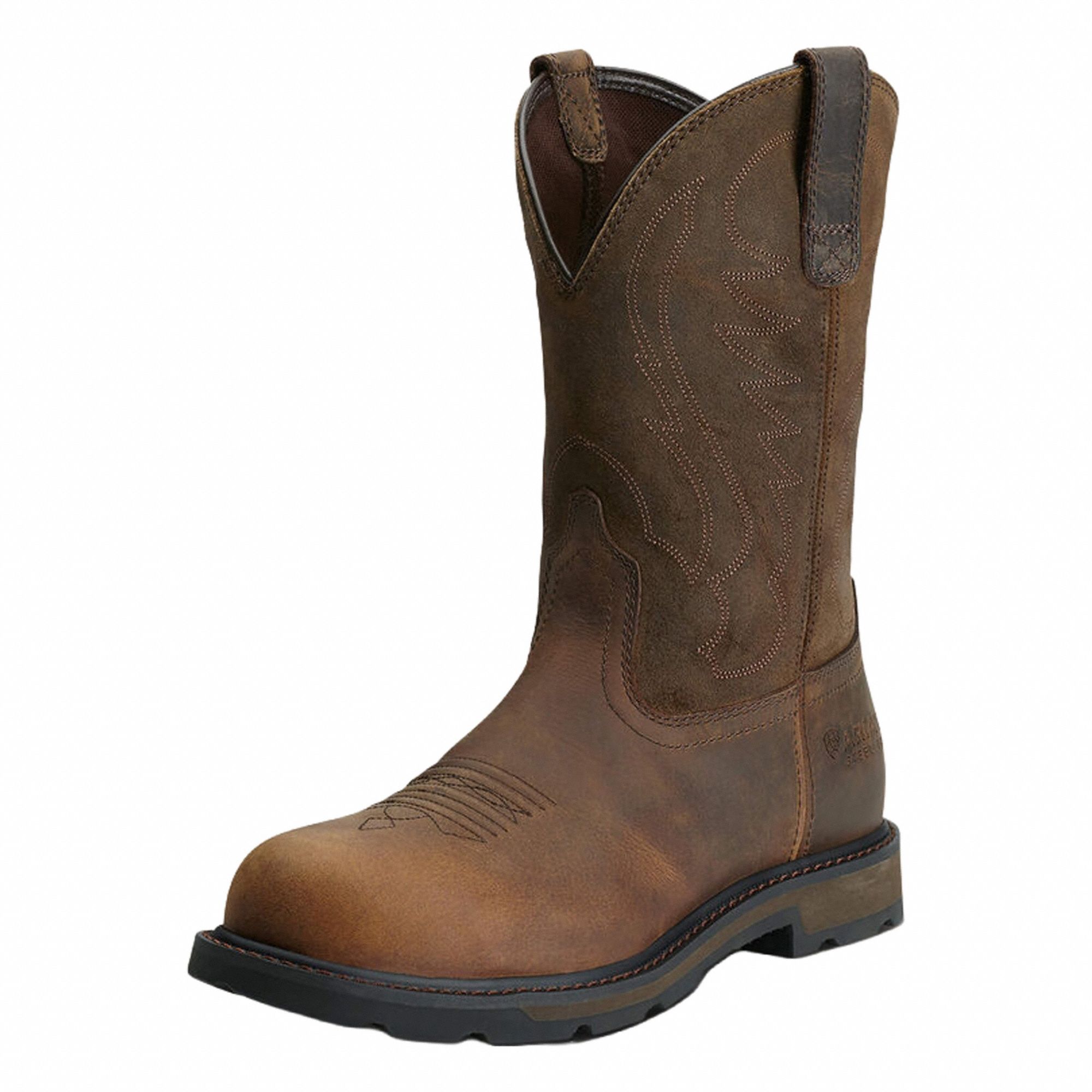 Western Boot: Men's, Size 9, EE, Brown, Steel Toe Cap, Removable Insole, Ninety-Degree Heel