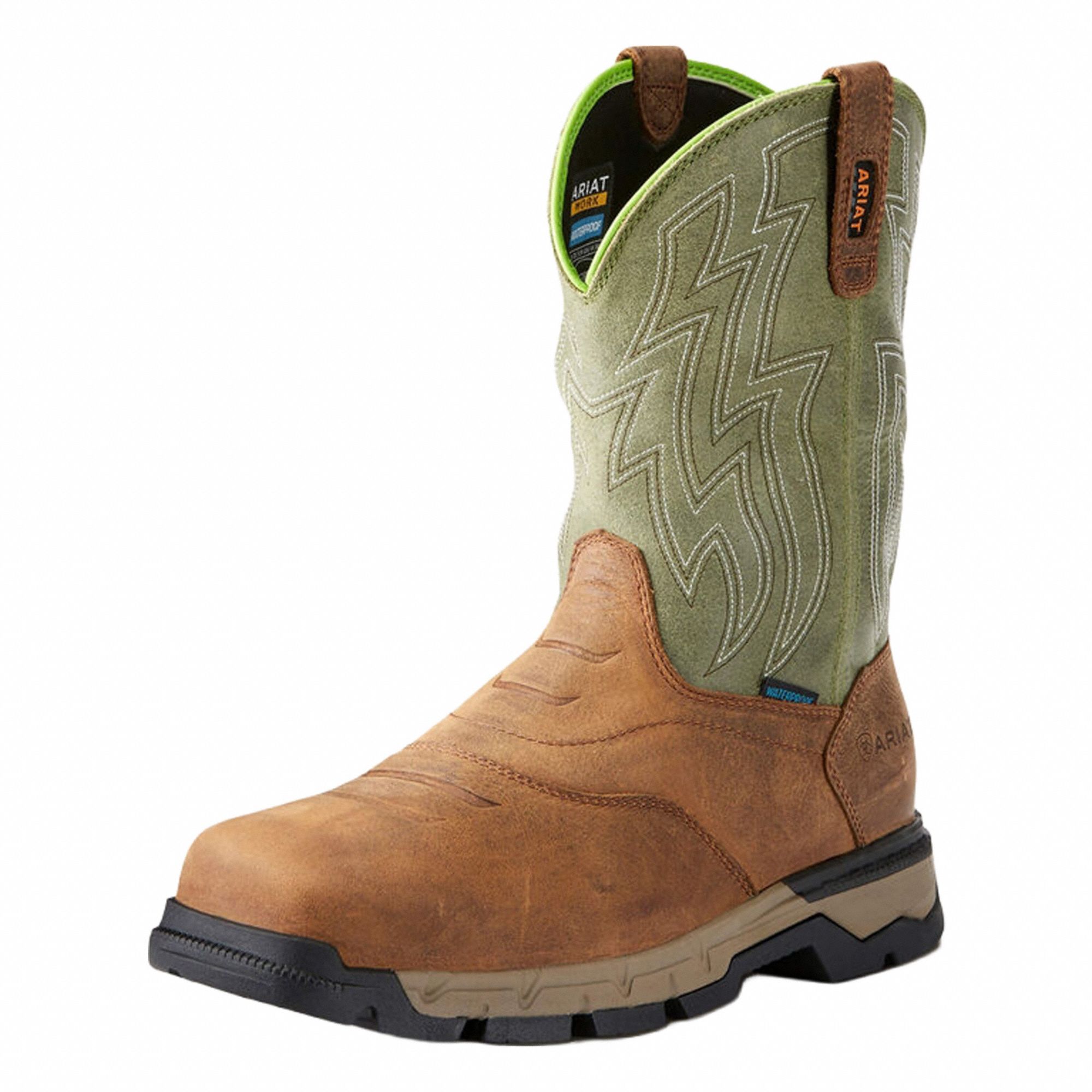 Western Boot: Men's, Size 9, EE, Brown, Composite Toe Cap, Removable Insole