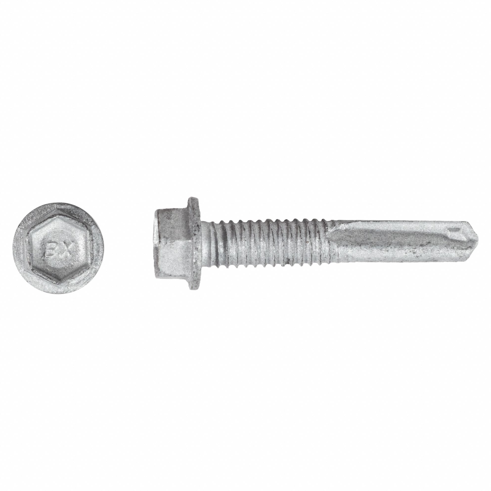 Self-Drilling Screw: #12 Size, 1 1/4 in Lg, Steel, Climaseal™, Hex Washer, External Hex, 500 PK