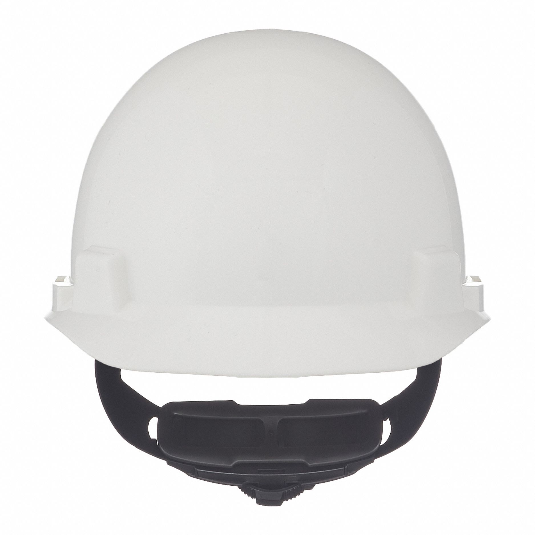 Hard Hat: White, No Graphics, Ratchet (4-Point), Ratchet, Polyethylene, Side-Slots, MSA, Solid