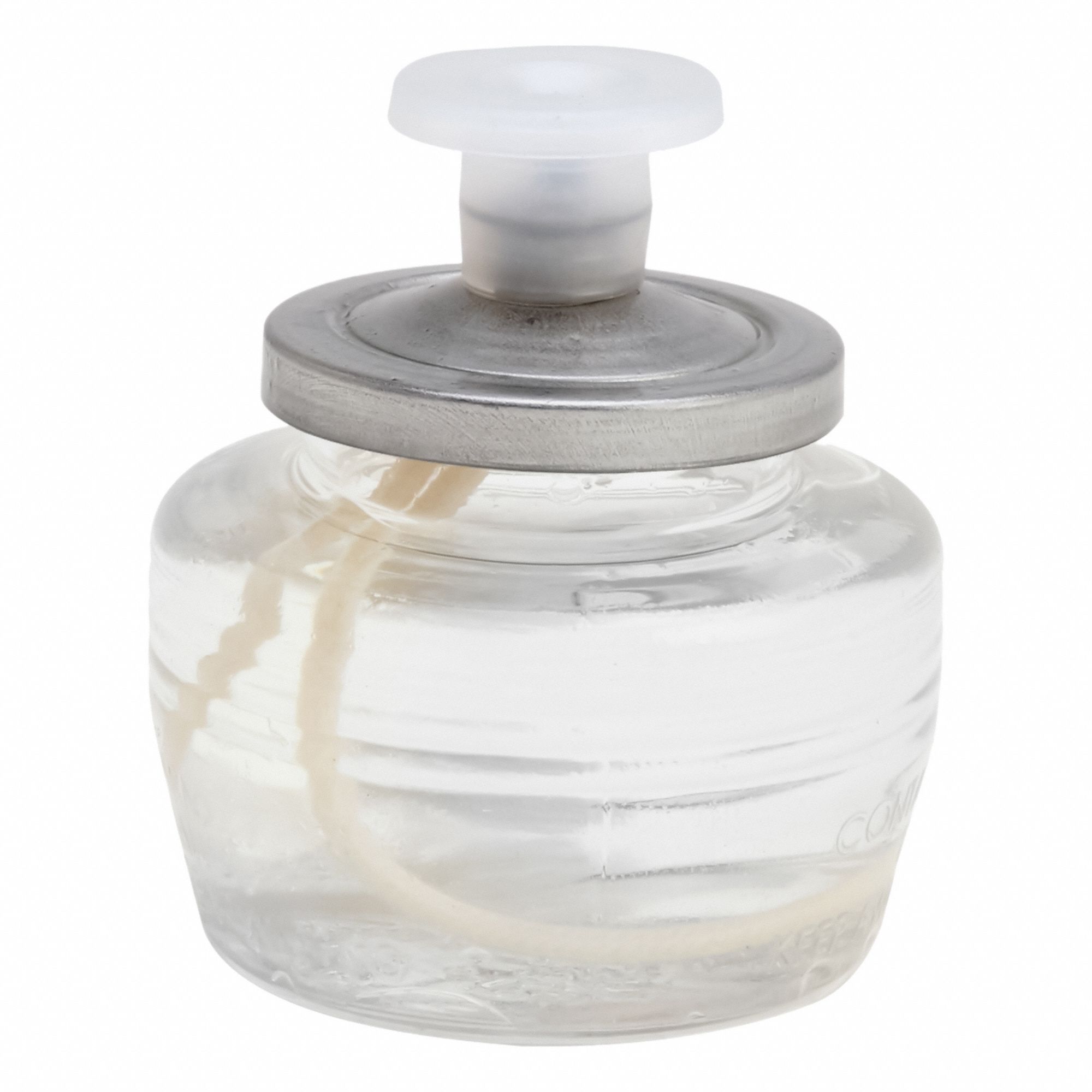 Liquid Wax Candle: 8 hr Burn Time, Clear, 1 3/4 in Overall Ht, 1 3/4 in Overall Wd