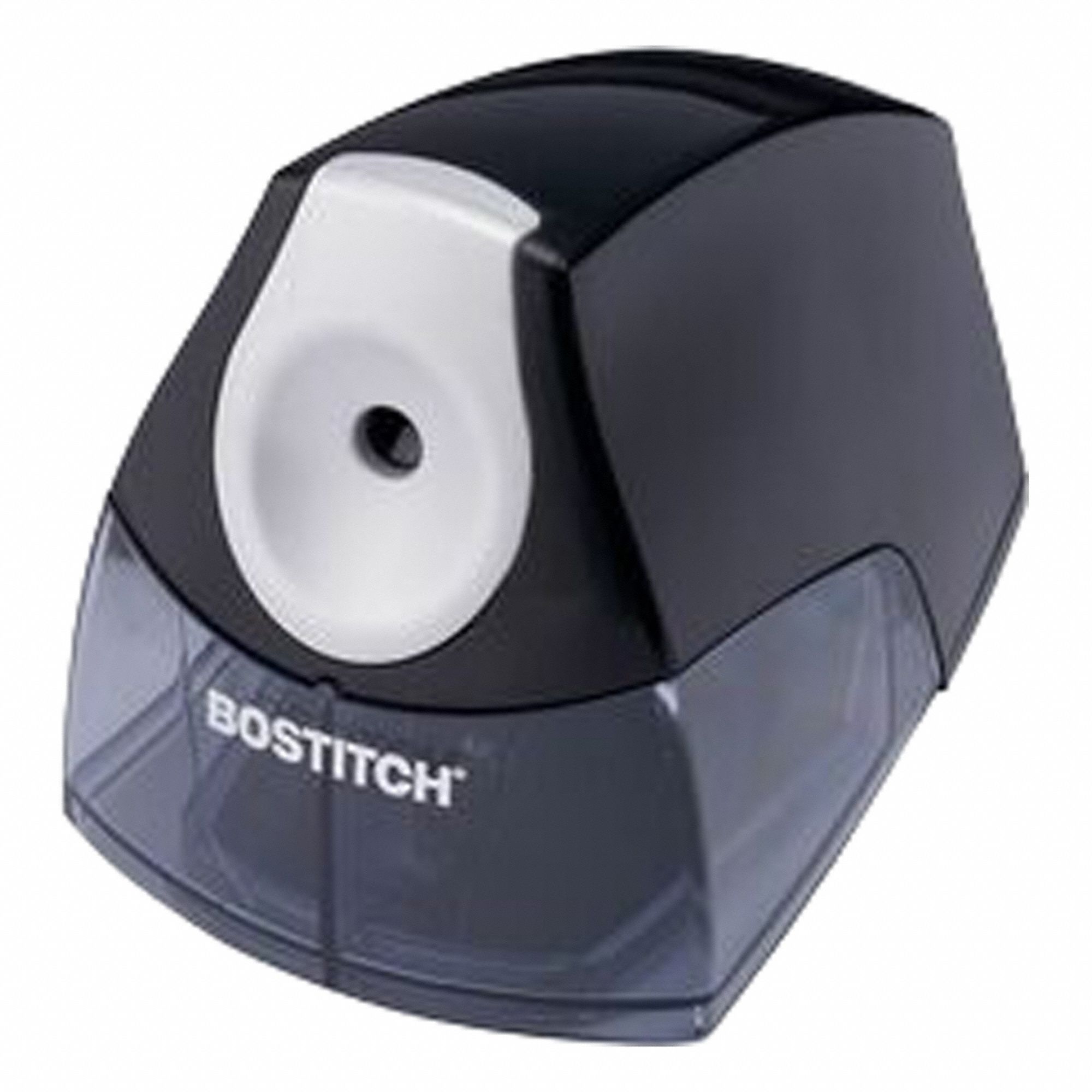 Pencil Sharpener: Battery, Black, 4 in Overall Ht, Plastic, 3 1/2 in Overall Wd