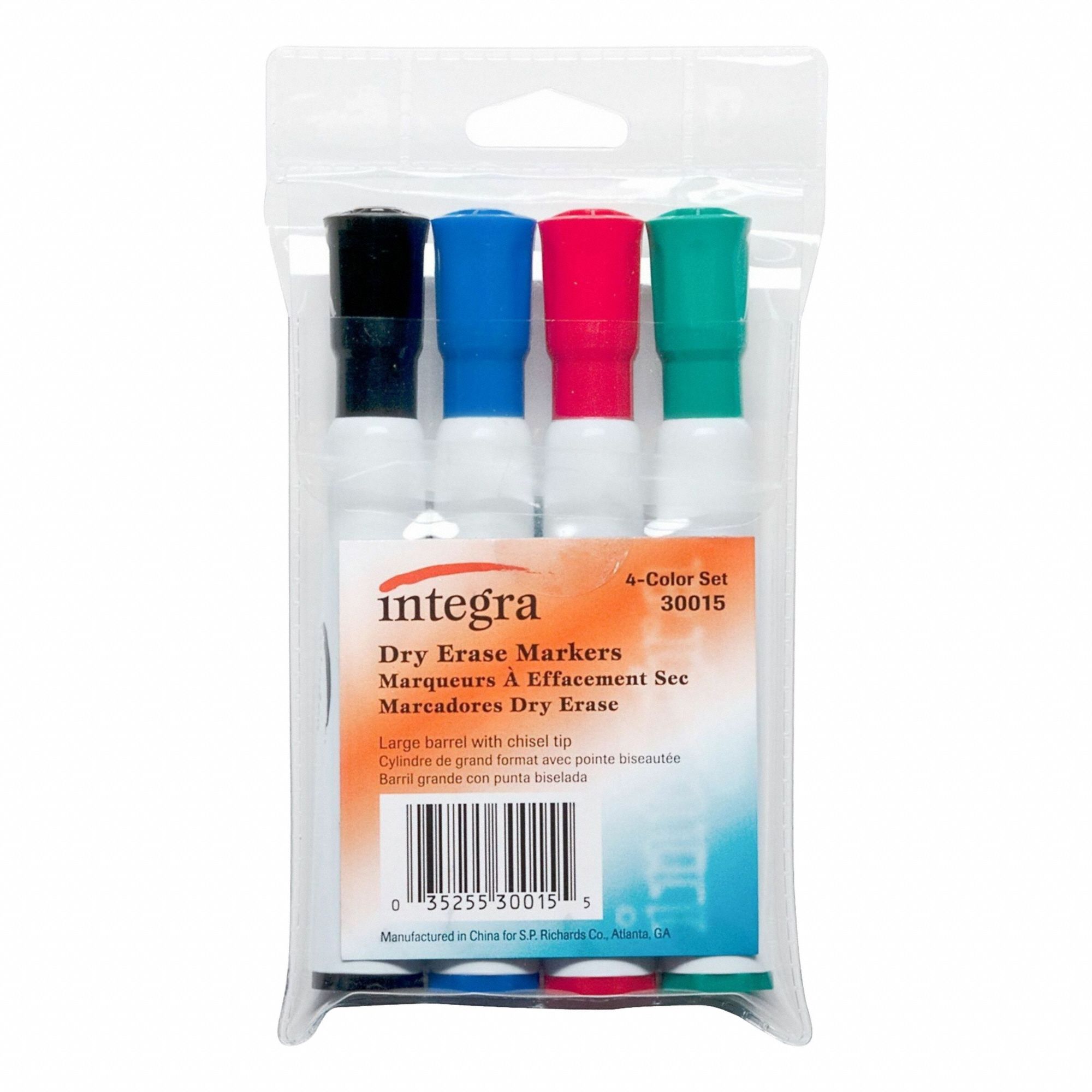 INTEGRA, Assorted, Black/Blue/Green/Red, Dry Erase Marker - 403UW4 ...
