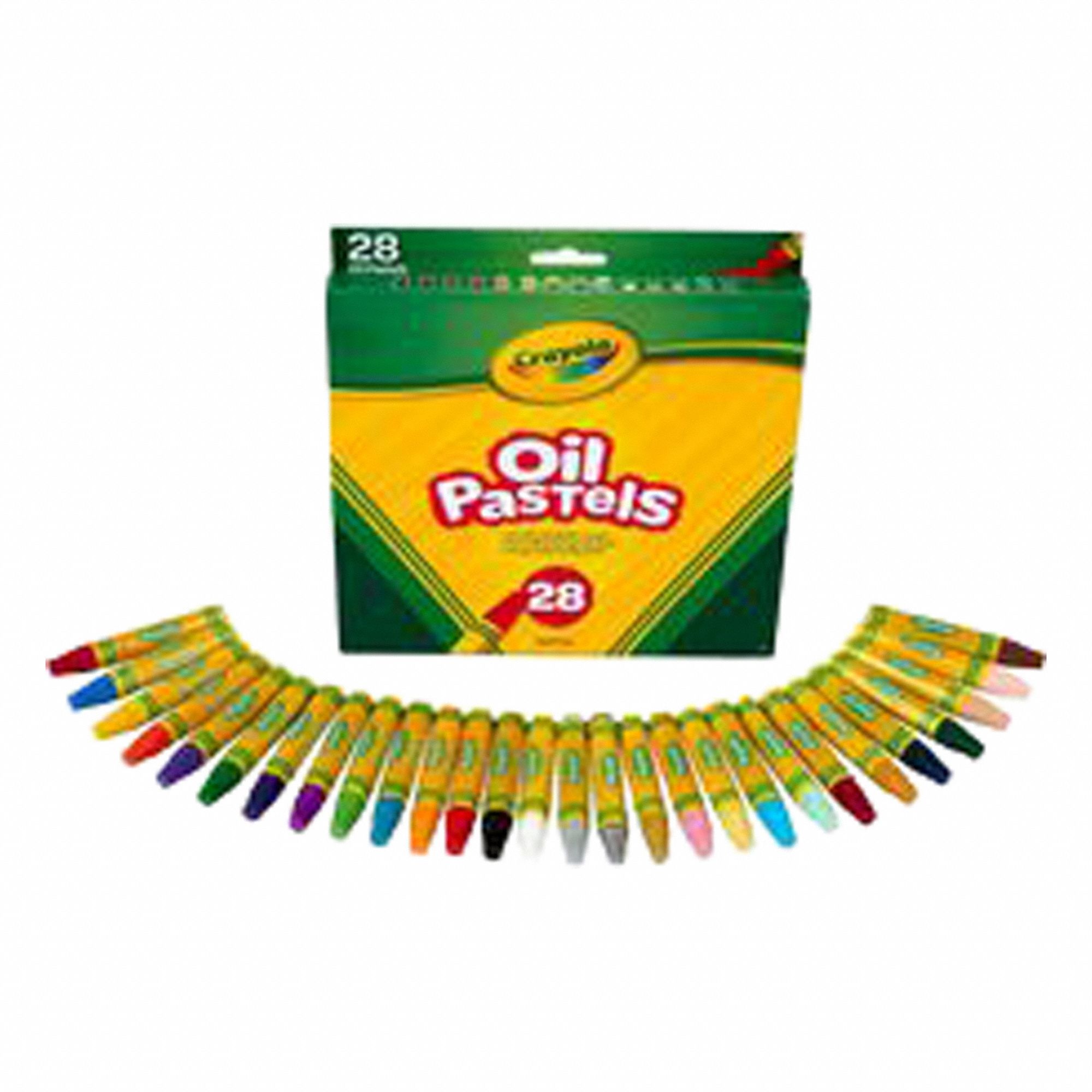 Oil Pastels: 28 Packs per Case, Non-Toxic, Non-Washable, 3/8 in Overall Dia, Assorted, 28 PK