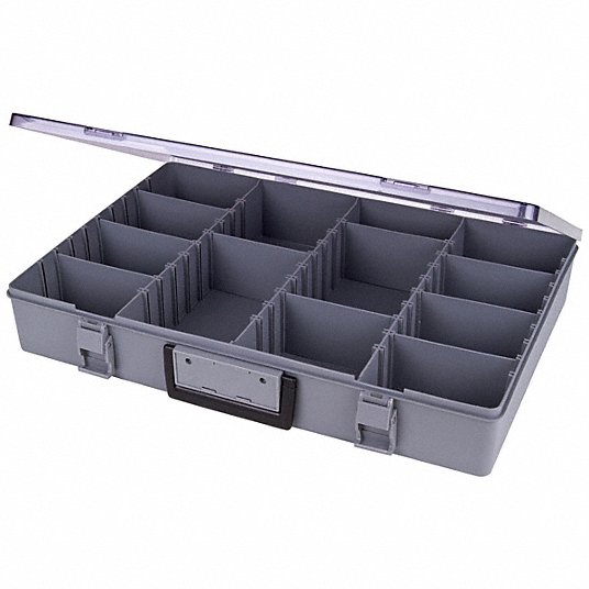 Flambeau Compartment Box, Gray, 3H x 13L x 18-1/2w, 1ea 6745BA