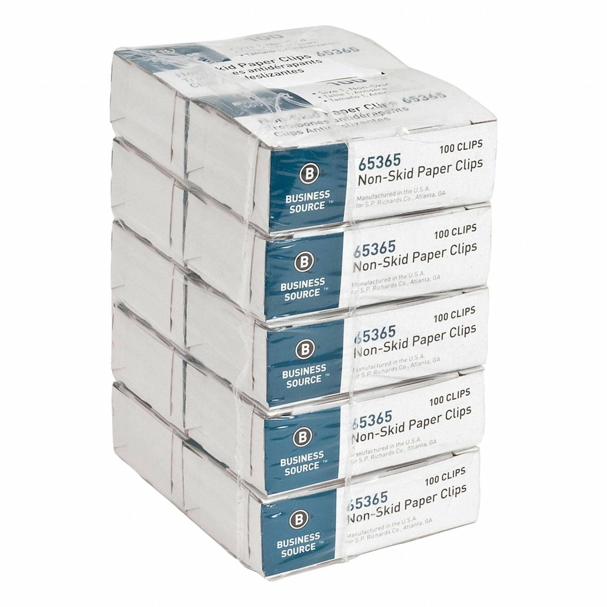 Paper Clip: #1 Size, Steel, Silver, 3/8 in Overall Lg, 10 PK