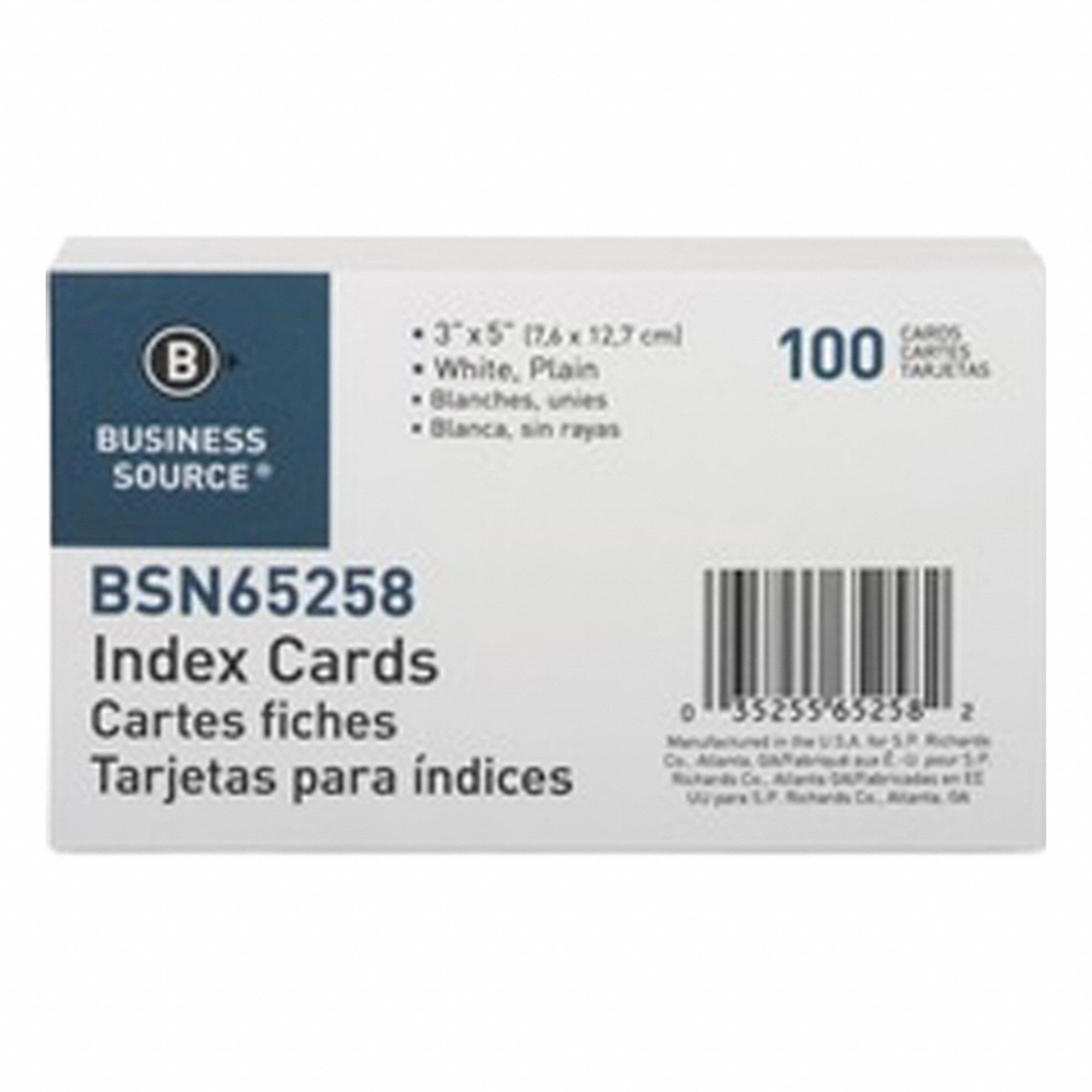 Index Cards: Unruled, 5 in x 3 in Card Size, White, Rotary-Cut, 10 PK