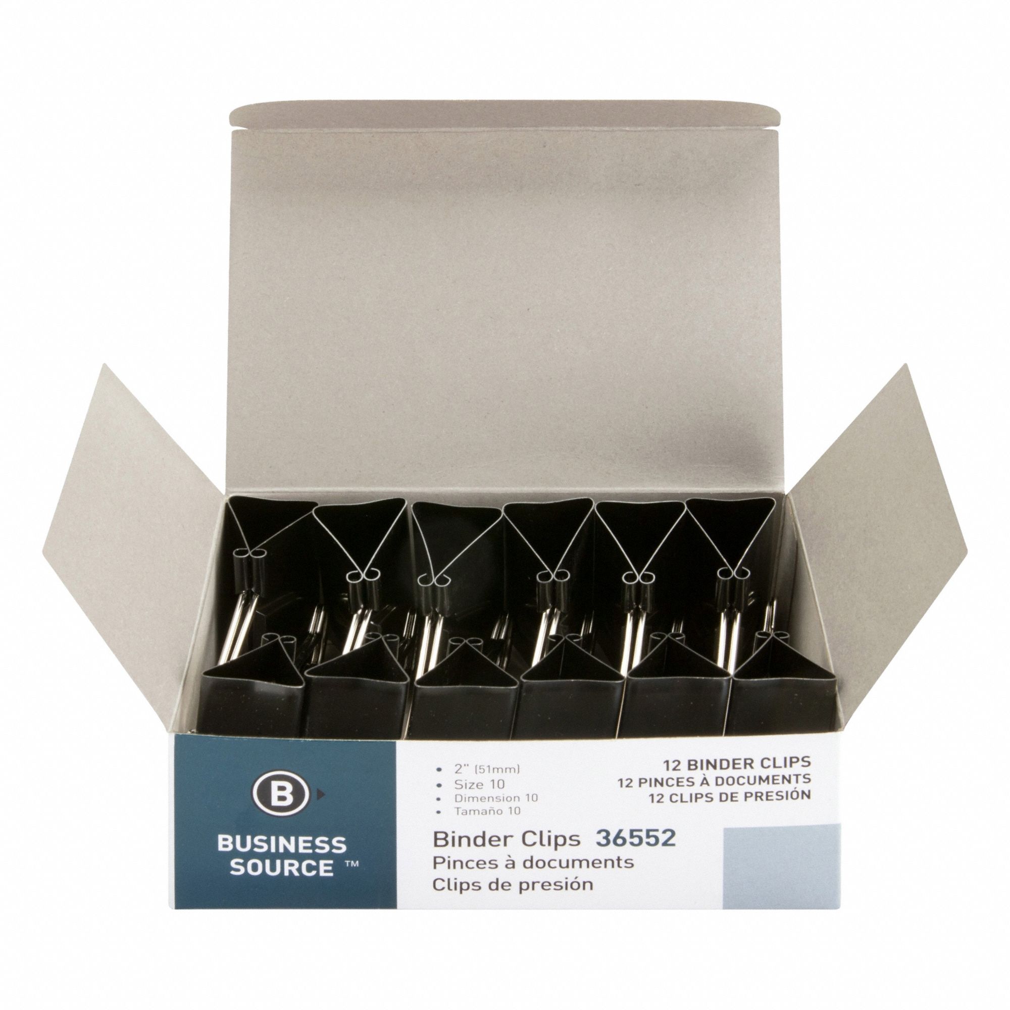 CLIP BINDER LARGE 12PC BK PK12