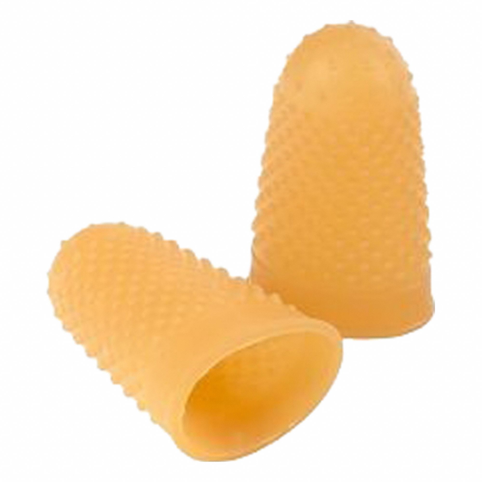 Finger Tips: Size 12, Medium/Large, Rubber, Amber, 2 1/4 in Lg, 2 1/4 in Wd, 5/16 in Dp, 12 PK