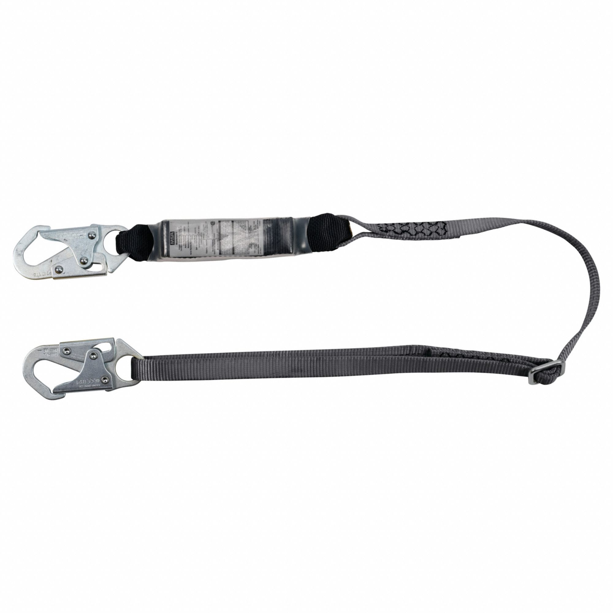 SHOCK-ABSORBING LANYARD, WEIGHT CAP 230 LB, GREEN/GREY, STEEL