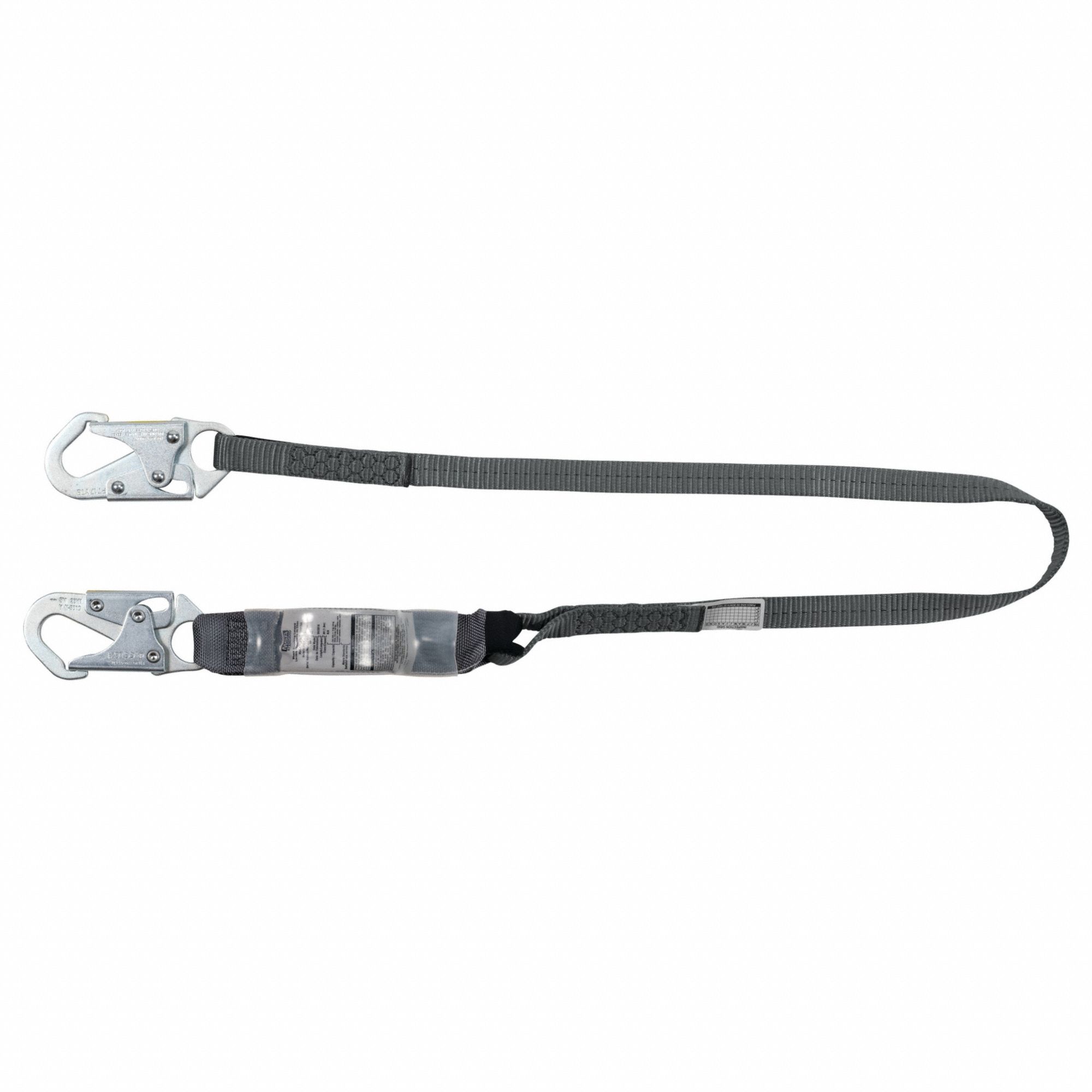 Shock-Absorbing Lanyard: Shock Pack, Steel Snap Hook, Steel Snap Hook, 310 lb Capacity, 1 Legs