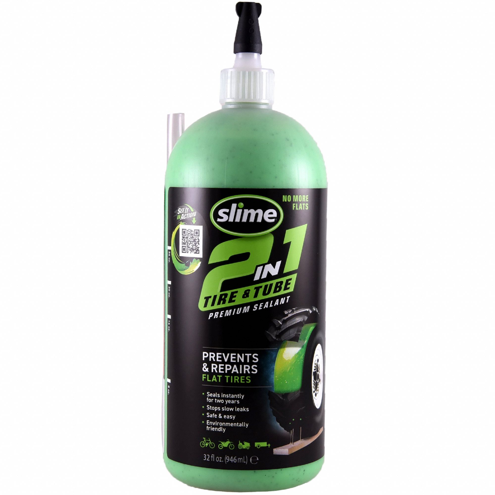 Tire Sealant: Sealant, Liquid, Bottle, 32 oz Container Size, Green